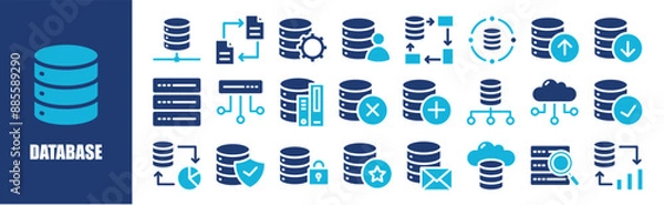 Obraz Database icon set. database, technology, network, internet, information, and more. Solid vector icons collection.