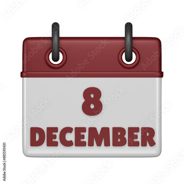 Obraz 8 December Calendar 3d icon