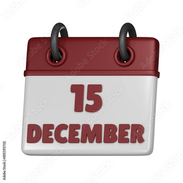 Obraz 15 December Calendar 3d icon