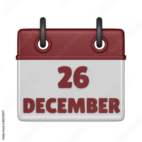 Obraz 26 December Calendar 3d icon