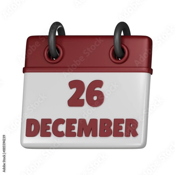 Obraz 26 December Calendar 3d icon