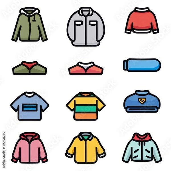 Obraz Dirty clothes pile flat icon. Doodle laundry day pile minimal symbol. Crumpled apparel garment heap