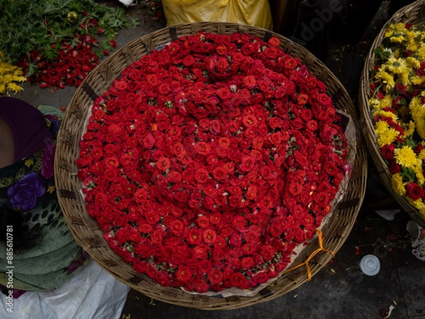 Obraz Red rose flower stack in the market