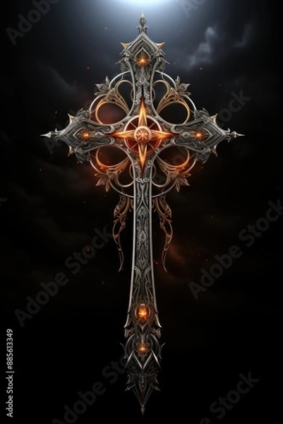 Fototapeta Cross of religion of the Christian cross symbol, generative IA