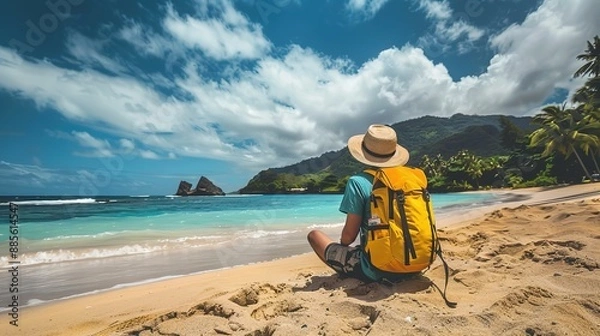 Fototapeta The excitement of travel with captivating of exotic destinations and adventure, Generative Ai 