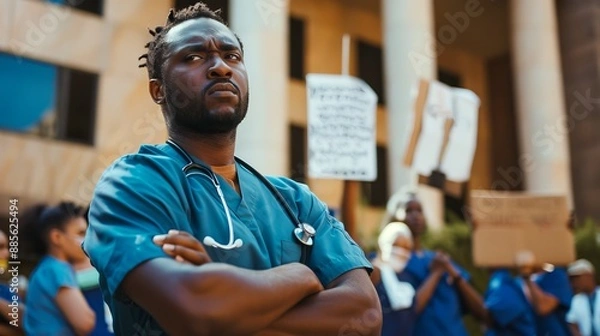 Obraz Portrait of a Nurse is wearing medical scrubs, Doctor with stethoscope 