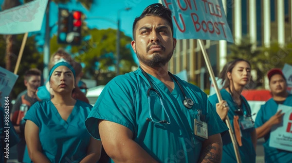 Obraz Portrait of a Nurse is wearing medical scrubs, Doctor with stethoscope 