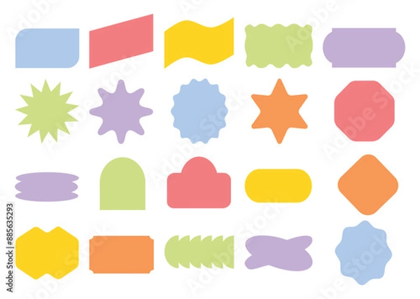 Fototapeta Various pastel color geometric shapes with rounded corners