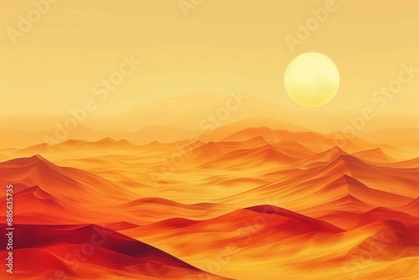 Fototapeta Desert dawn: Gradient from pale yellow to deep orange. Vector background illustration style --ar 3:2 --relax --stylize 250 Job ID: 835b3743-45c7-4ec0-a02f-c12b984d1e45