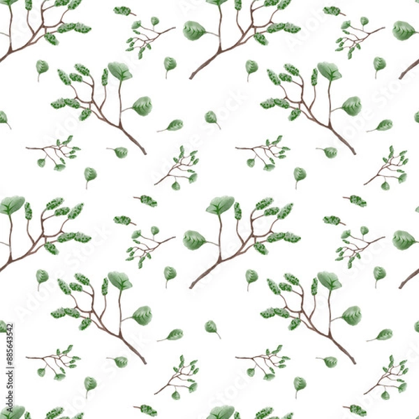 Obraz Seamless pattern with aspen branch on isolated background