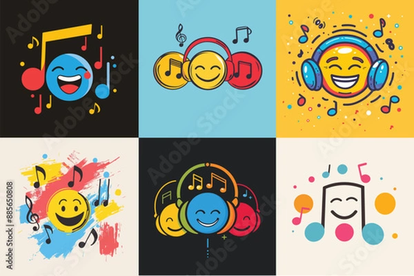 Obraz 4 Music Icon Cute  Emoji vector file illustration music Emoji Vector Illustration Concept
