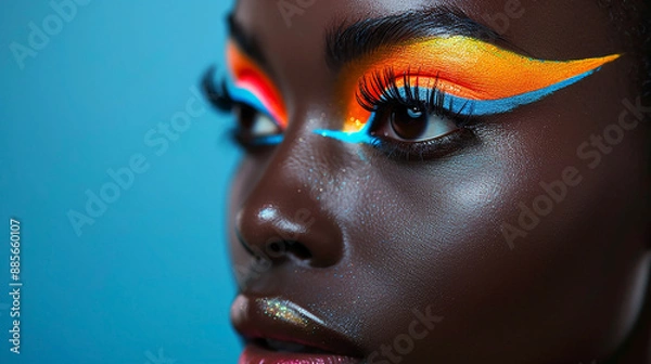 Fototapeta Non-Binary Individual with Bright Makeup