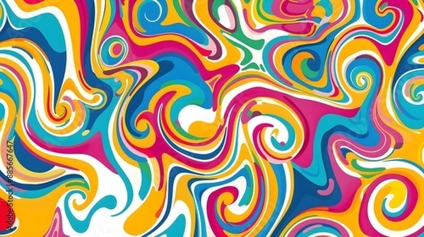Fototapeta Psychedelic Swirl Pattern Design for Shirt or Apparel Background