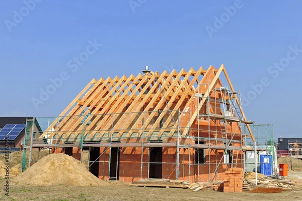 Obraz Baustelle - Einfamilienhaus - Eigenheim