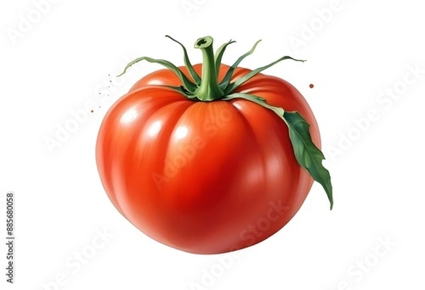 Obraz Red Ripe Tomato watercolor illustration isolated Ripe Tomato on white background AI Generated