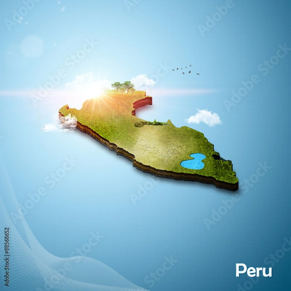 Obraz Realistic 3D Map of Peru