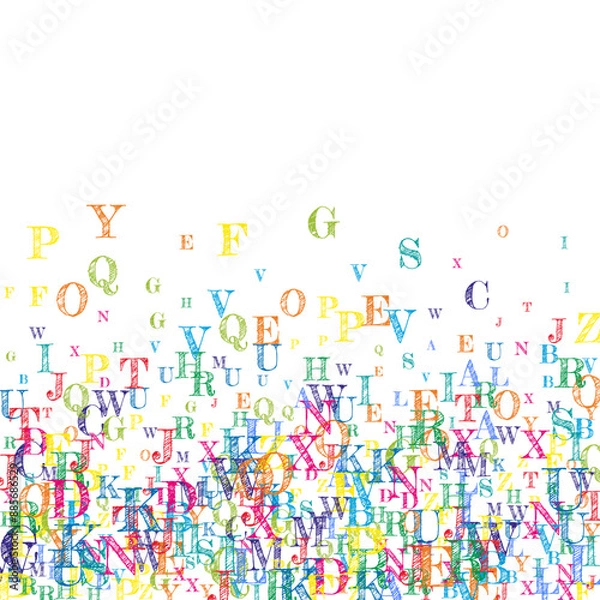 Fototapeta Scattered letters of latin alphabet. Colorful
