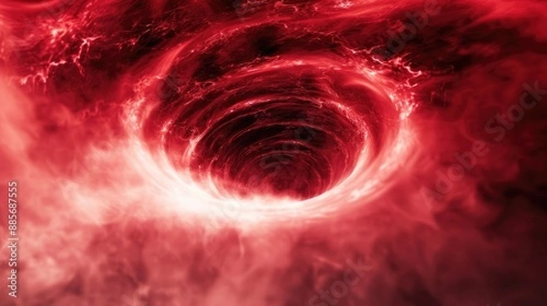 Obraz A vortex of smoke spirals outward from an empty center, enveloped in a sinister red glow that adds an extra layer of dread and anticipation, making it a perfect fit for a spooky Halloween background.
