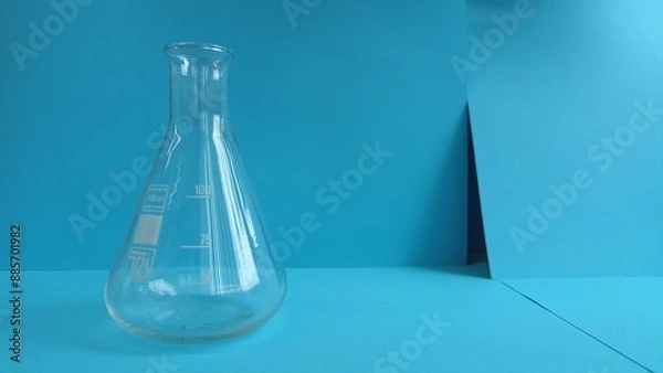 Obraz Chemical glassware in a chemistry lesson. Demonstration experience.