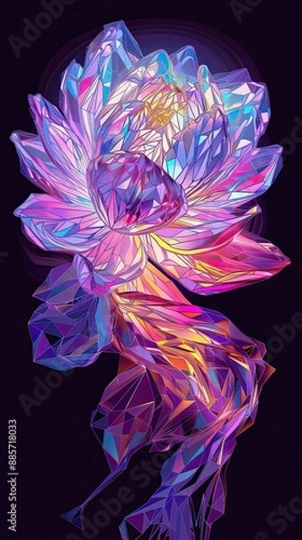 Fototapeta A colorful flower with a crystal in the center