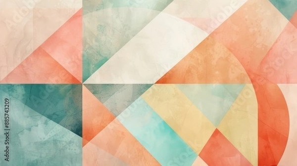 Fototapeta Pastel vintage geometric shapes background. Abstract geometric wallpaper