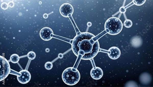 Fototapeta Microscopic molecular research: futuristic structures and illuminated chemistry in biotechnology