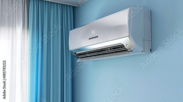 Fototapeta air conditioning cooling unit in living room, temperature and climate control 