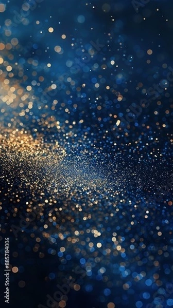 Fototapeta Dark blue beige grain gradient background luminous light dark background, noise texture effect banner title poster design
