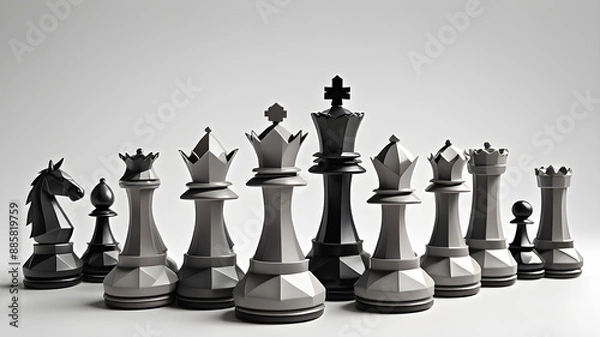 Fototapeta Chess logo icon on white background. Generative AI