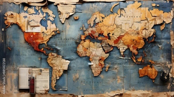 Obraz Vintage World Map with Torn Edges