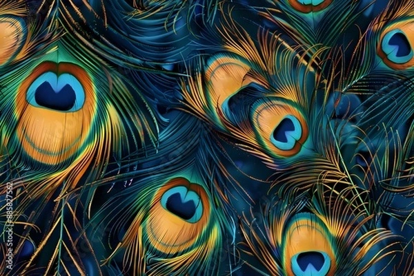 Fototapeta Peacock Feathers Close-up