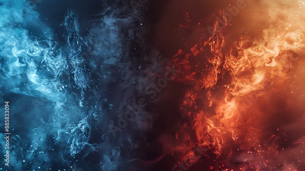 Obraz Clash of Ice and Fire Visual metaphor of ice and fire battling, symbolizing passion and introspection