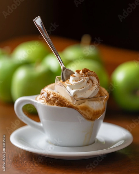 Obraz cup of cappuccino with a dessert dropped in