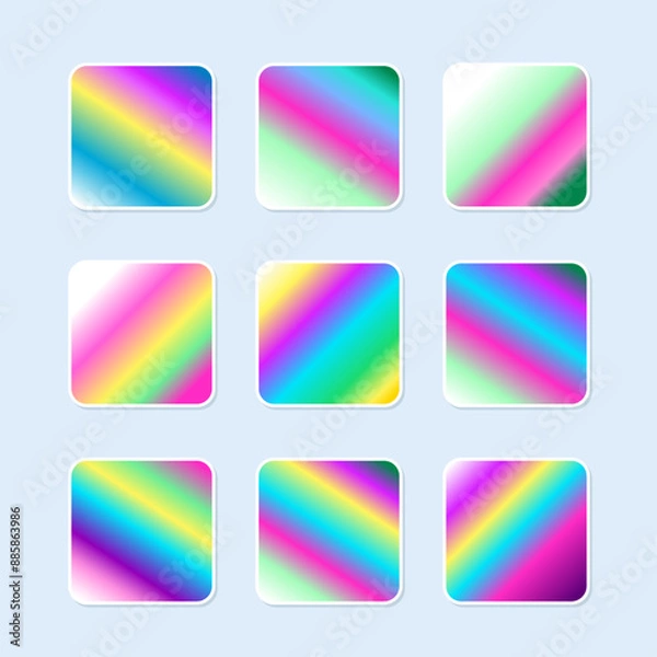 Fototapeta Colorful holographic gradient background design set