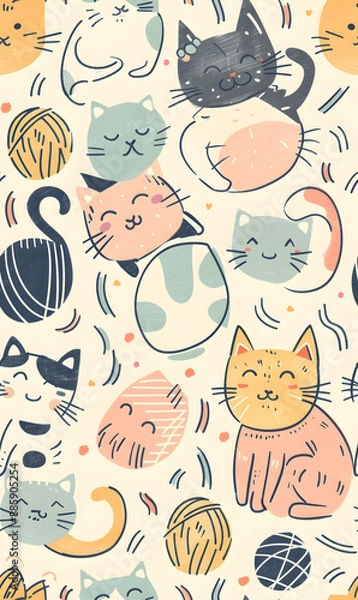 Fototapeta cartoon 2d illustrator doodle pattern, cute pattern in graphic seamless pattern