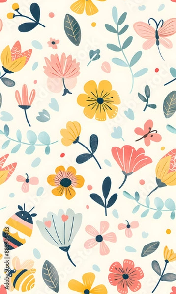 Fototapeta cartoon 2d illustrator doodle pattern, cute pattern in graphic seamless pattern