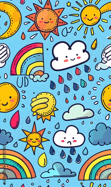 Fototapeta cartoon 2d illustrator doodle pattern, cute pattern in graphic seamless pattern