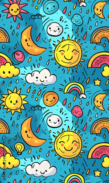 Fototapeta cartoon 2d illustrator doodle pattern, cute pattern in graphic seamless pattern