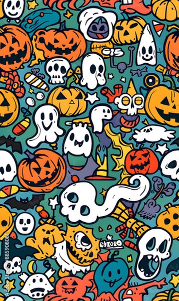 Fototapeta cartoon 2d illustrator doodle pattern, cute pattern in graphic seamless pattern