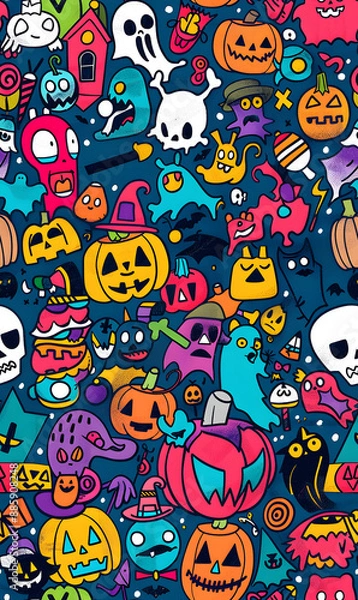 Fototapeta cartoon 2d illustrator doodle pattern, cute pattern in graphic seamless pattern