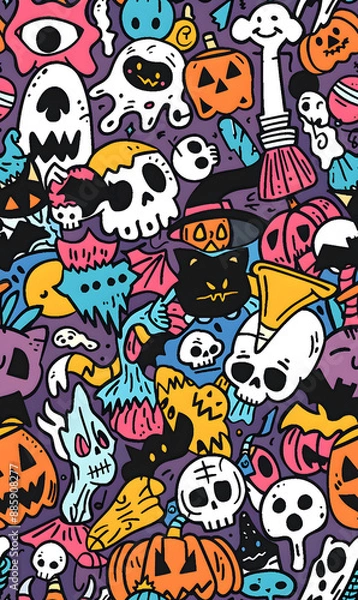 Fototapeta cartoon 2d illustrator doodle pattern, cute pattern in graphic seamless pattern