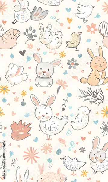 Fototapeta cartoon 2d illustrator doodle pattern, cute pattern in graphic seamless pattern