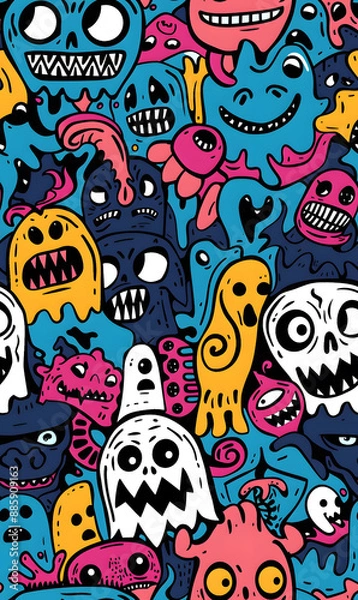 Fototapeta cartoon 2d illustrator doodle pattern, cute pattern in graphic seamless pattern