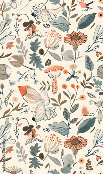 Obraz cartoon 2d illustrator doodle pattern, cute pattern in graphic seamless pattern