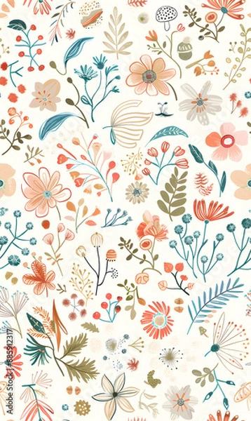 Obraz cartoon 2d illustrator doodle pattern, cute pattern in graphic seamless pattern