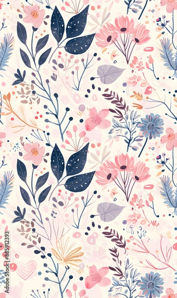 Obraz cartoon 2d illustrator doodle pattern, cute pattern in graphic seamless pattern