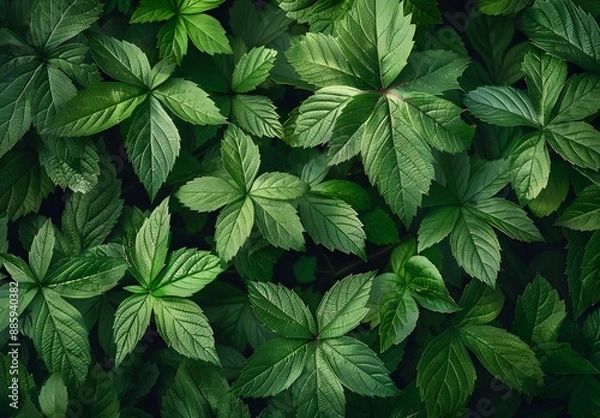 Obraz Green Leaves Background, Top View, High Resolution