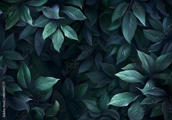 Obraz Dark Green Leaves Background Pattern