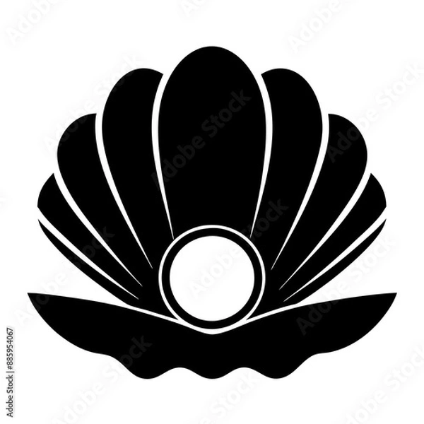 Obraz A Pearl Shell Silhouette Vector Art Illustration