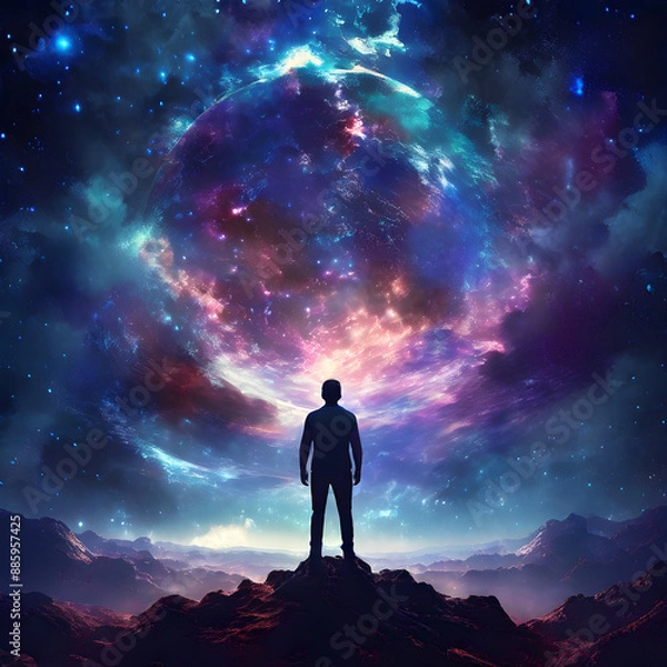 Obraz man on the top of the gaxlaxy